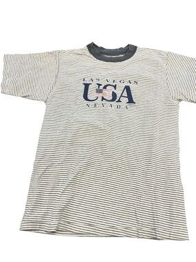 Vintage B.U.M. Equipment Striped Shirt M Las Vegas USA Nevada (01)